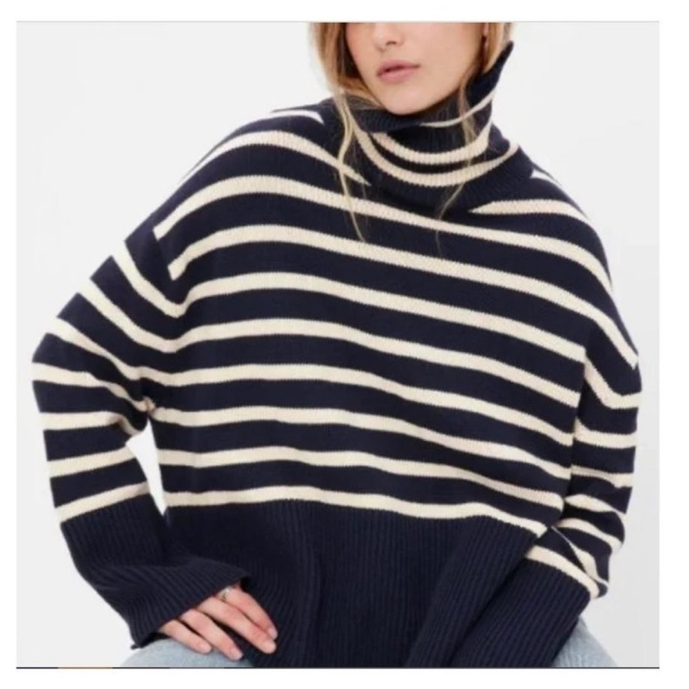 Gap Navy Striped Turtleneck Sweater